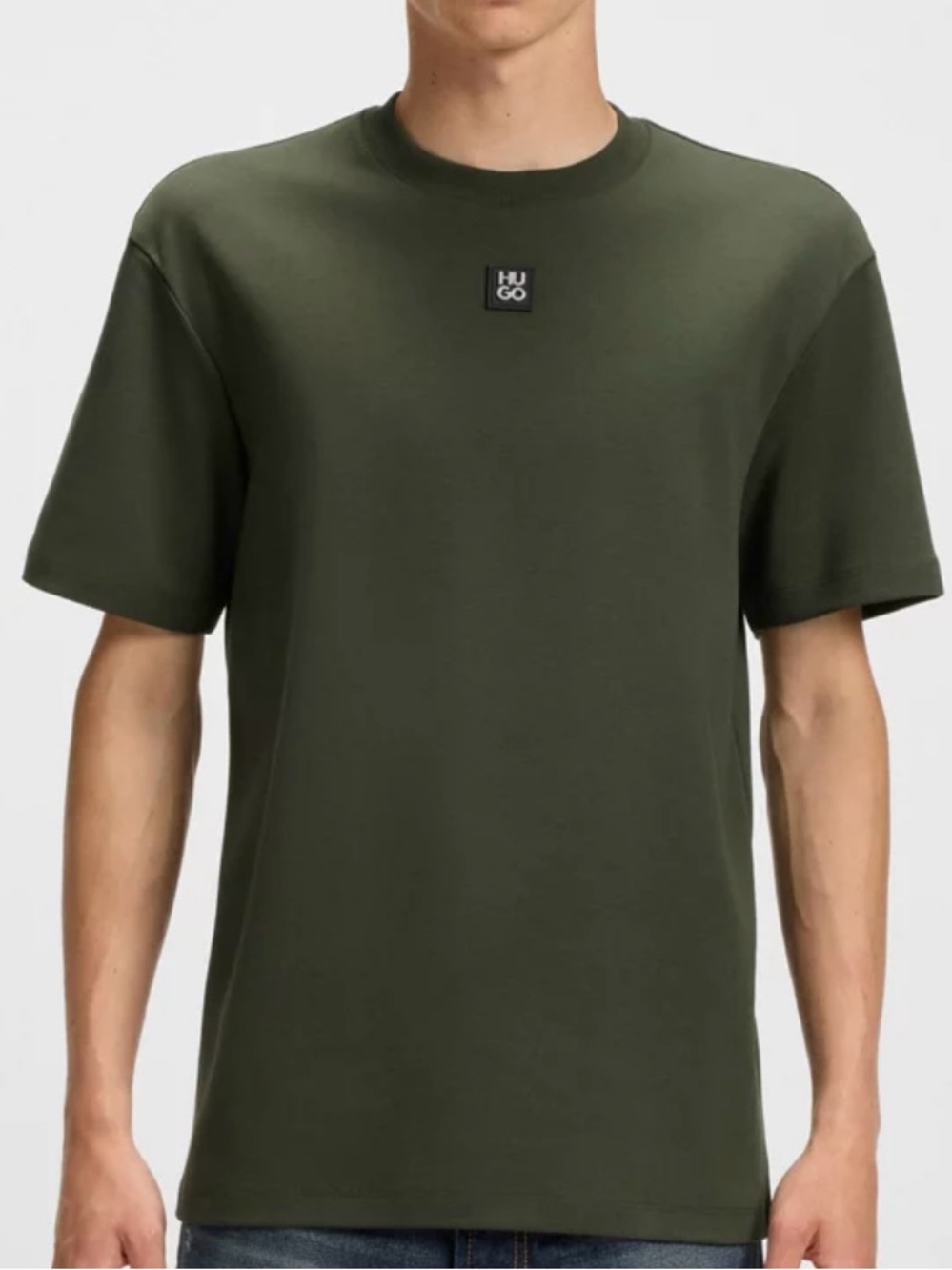 HUGO Forest Green Crewneck with Stacked Metal Logo NWT